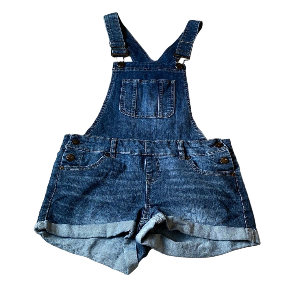 Bluespice Medium Wash Denim Overall Shorts Cuffed Juniors SIZE 1